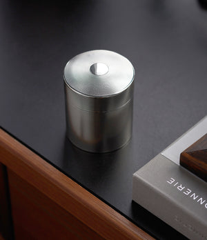 vintage Hermès by Ravinet d'Enfert luxury silver engine-turned cigarette pot canister box for sale online A Collected Man London UK specialist of rare collectable objects