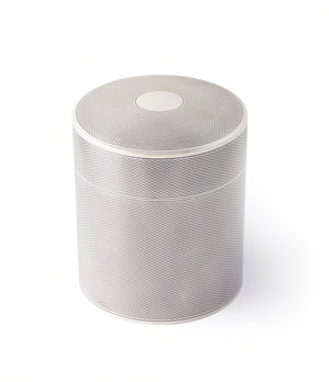 Hermès by Ravinet d'Enfert silver engine-turned cigarette pot canister box for sale online A Collected Man London UK specialist of rare collectable objects