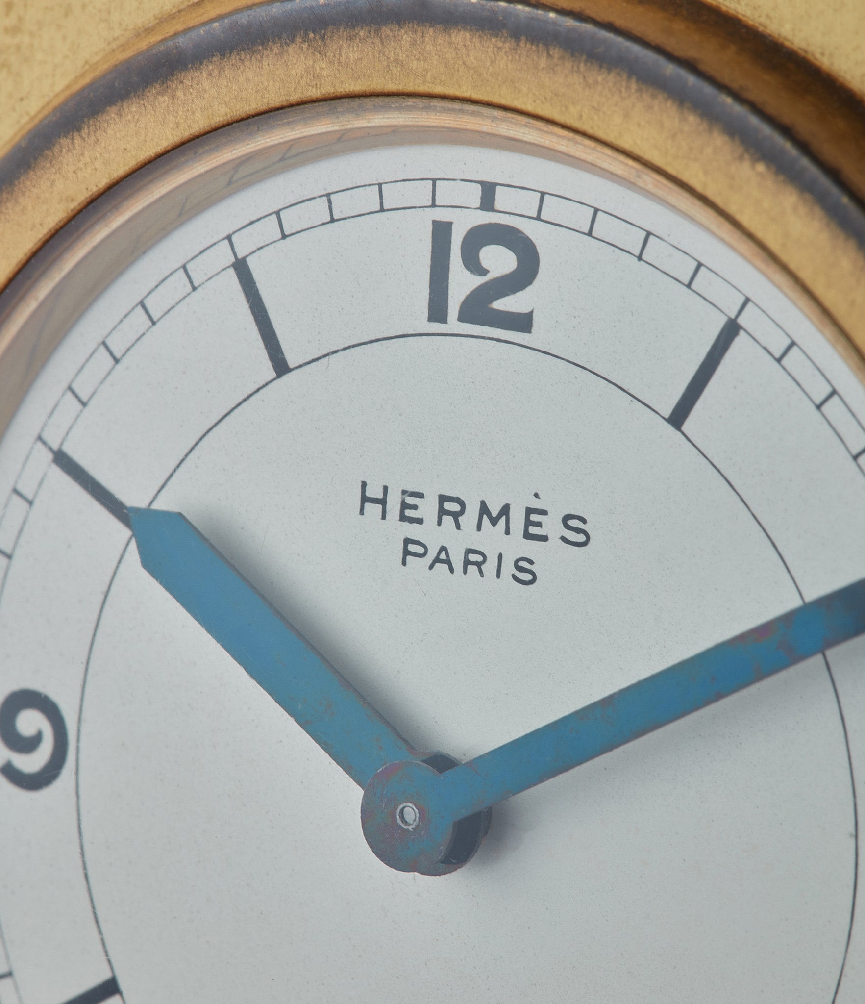 Hermes Paris-signed clock Compendium 8-day Art Deco brass calendar for sale online at A Collected Man for collectors of rare objects