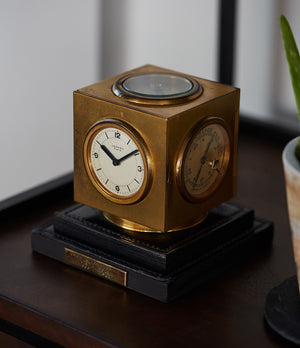 Hermes Paris Compendium 8-day Art Deco brass calendar desk clock for sale online at A Collected Man for collectors of rare objects