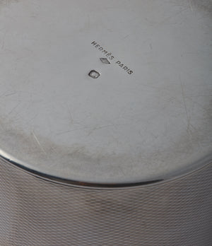sterling silver Hermès cigarette pot engine-turned motif men's collectable
