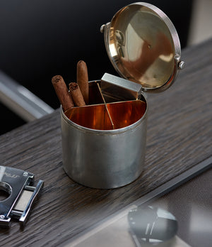 rare find Hermès silver cigarette pot engine-turned motif men's collectable