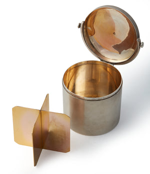 rare Hermès silver cigarette pot engine-turned pattern for modern stylish gentlemen's collectable