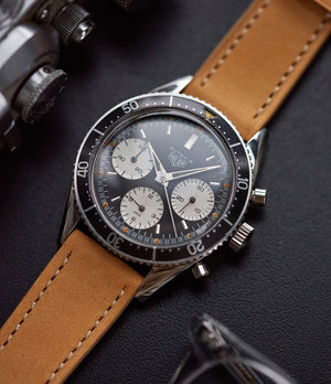 original unrestored Heuer Autavia 2446 Second Execution Valjoux 72 rare first-owner steel racing sport watch for sale online at A Collected Man London UK rare watch specilaist