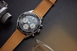 full set rare Heuer Autavia 2446 Second Execution Valjoux 72 rare first-owner steel racing sport watch for sale online at A Collected Man London UK rare watch specilaist