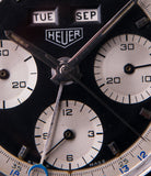 Heuer panda dial most complicated triple calendar chronograph vintage Heuer Carrera 2546NS Dato 12 watch for sale online at A Collected Man London UK specialist of rare watches