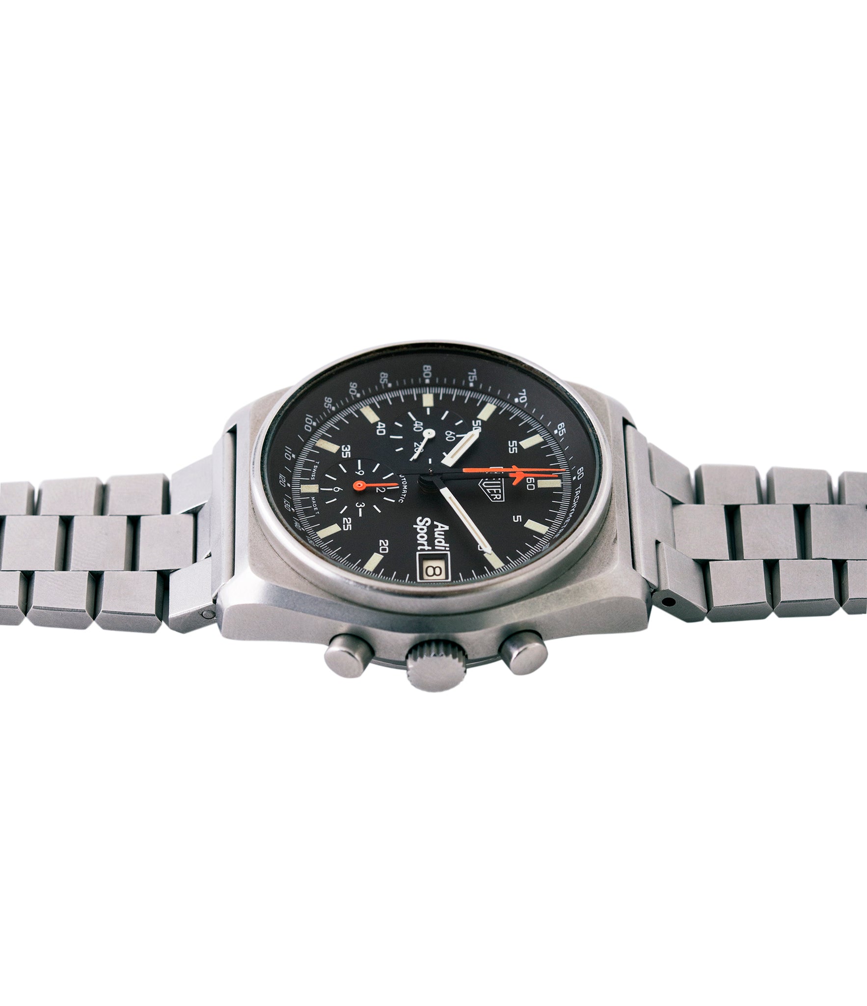 steel Heuer Sport Audi 510.533 vintage chronograph watch for sale online at A Collected Man London UK specialist of rare vintage watches