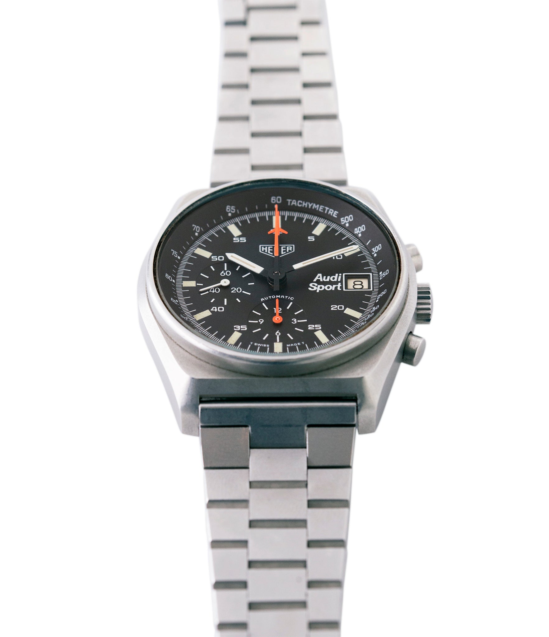 vintage sport chronograph Heuer Sport Audi 510.533 vintage steel chronograph watch for sale online at A Collected Man London UK specialist of rare vintage watches