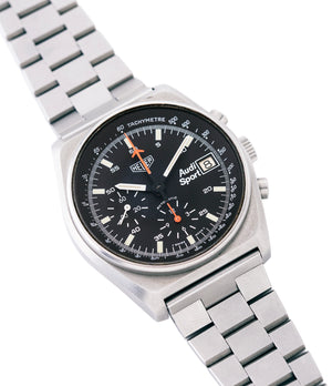 buying Heuer Sport Audi 510.533 vintage steel chronograph watch for sale online at A Collected Man London UK specialist of rare vintage watches