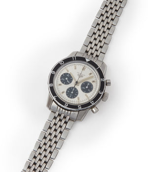 shop vintage Heuer Autavia 2446 C SN silver dial rare chronograph test dial Valjoux 72 watch