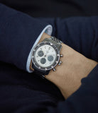 vintage wristwatch Heuer Autavia 2446 C SN silver dial rare chronograph test dial Valjoux 72 watch