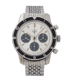 buy vintage Heuer Autavia 2446 C SN silver dial rare chronograph test dial Valjoux 72 watch