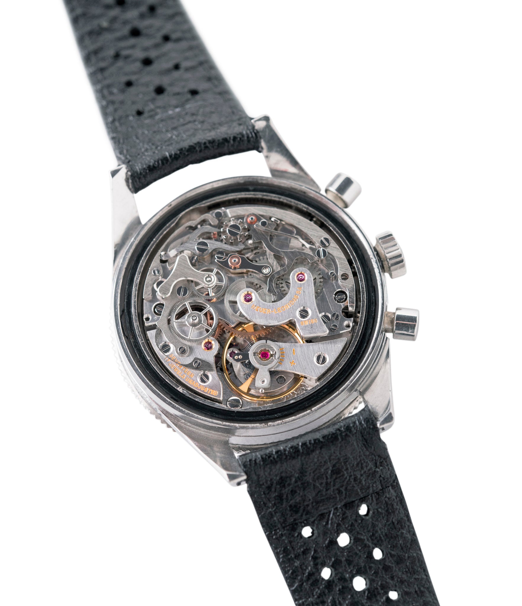 Valjoux 72 movement vintage Heuer Autavia Rindt 2446 rare steel chronograph sport racing watch 
