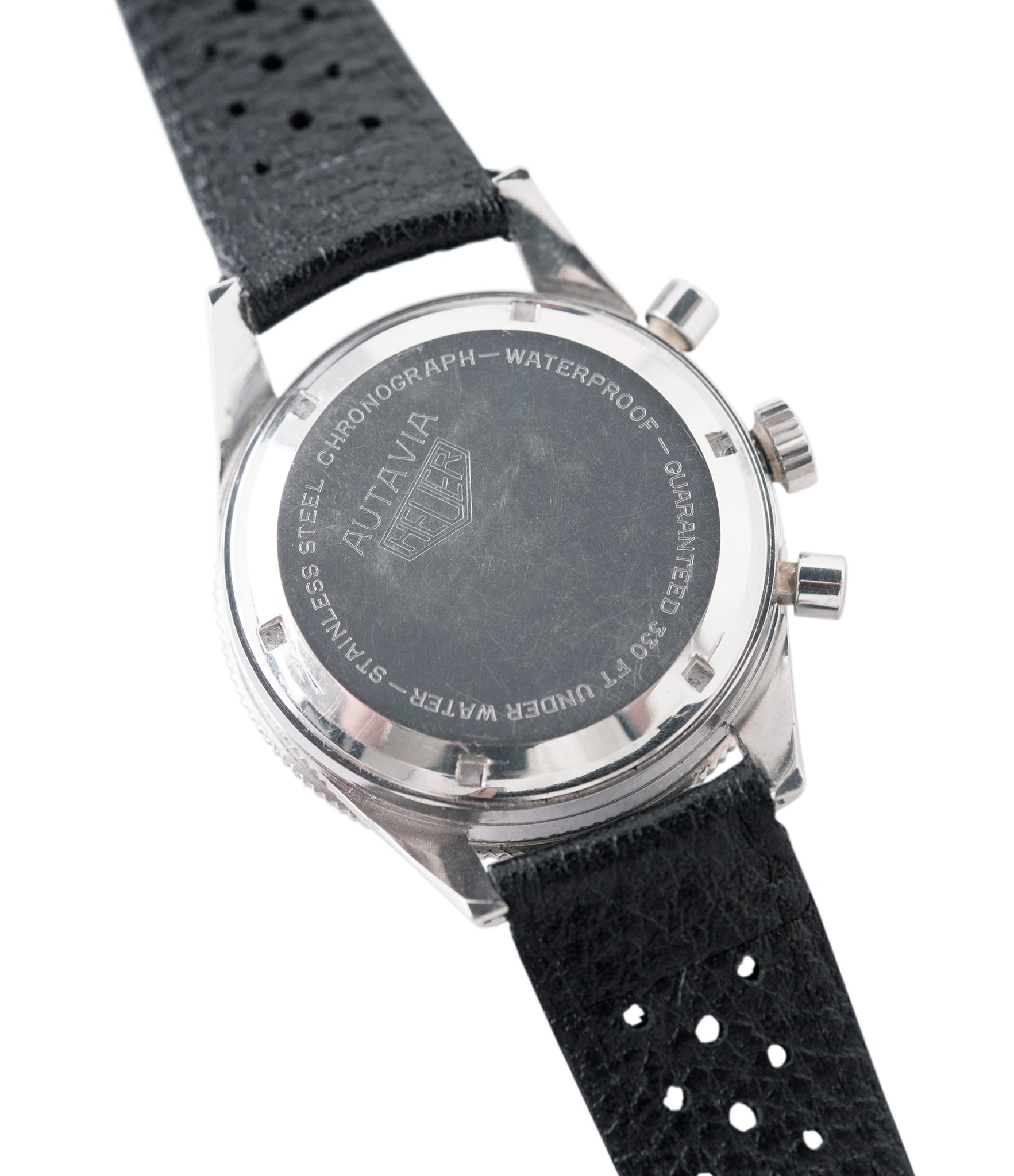 engraved caseback vintage Heuer Autavia Rindt 2446 rare steel chronograph sport racing watch  for sale