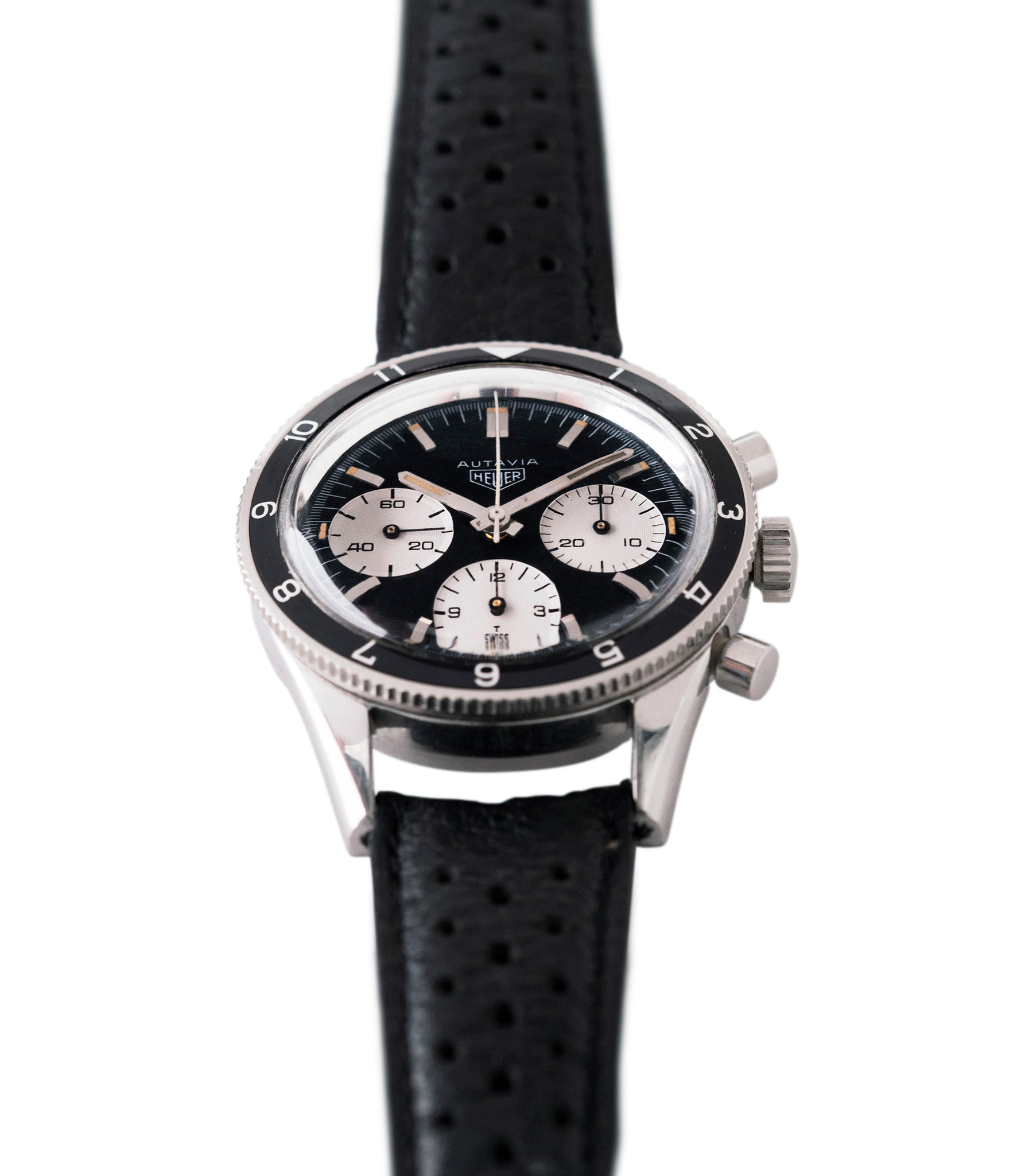 shop vintage Heuer Autavia Rindt 2446 rare steel chronograph sport racing watch Valjoux 72 movement