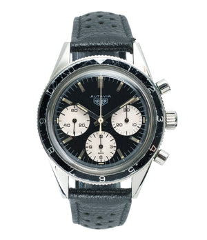 buy Heuer Autavia Rindt 2446 Valjoux 72 manual-winding steel sport chronograph watch for sale online at A Collected Man London UK vintage rare watch specialist