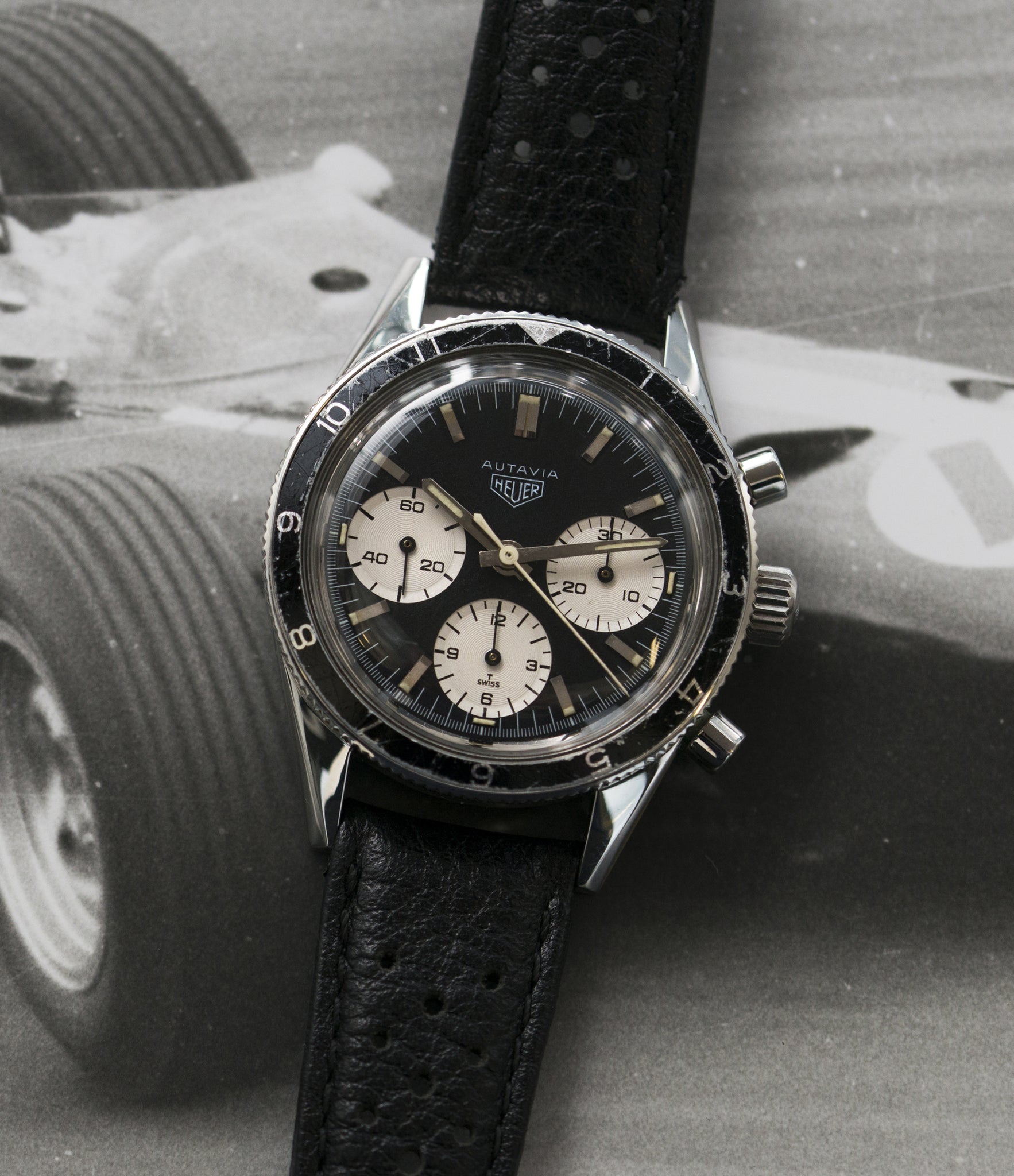 2446 Autavia Heuer Rindt 2446 Valjoux 72 manual-winding steel sport chronograph watch for sale online at A Collected Man London UK vintage rare watch specialist