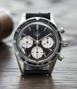 vintage racing Heuer Autavia Rindt 2446 Valjoux 72 manual-winding steel sport chronograph watch for sale online at A Collected Man London UK vintage rare watch specialist
