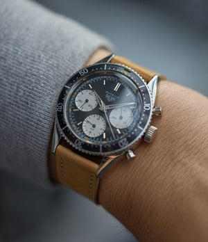 2446 Heuer Autavia Second Execution Valjoux 72 rare first-owner steel racing sport watch for sale online at A Collected Man London UK rare watch specilaist