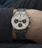 Heuer Carrera 2447SND panda dial steel sport wristwatch buy online at A Collected Man London UK specialist of rare vintage watches