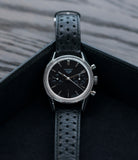 Heuer Carrera 3647N chronograph steel sport watch tritium black dial for sale at A Collected Man London