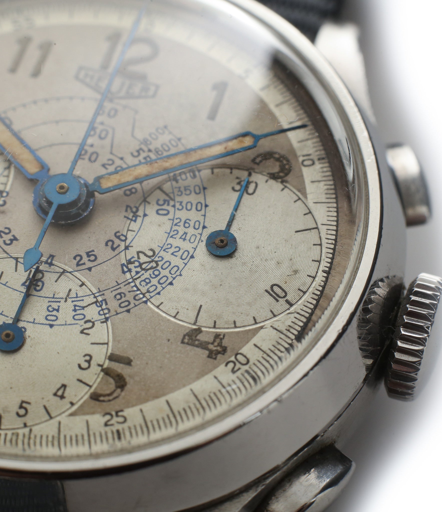 rare vintage Heuer Chronograph steel watch for sale online at A Collected Man London
