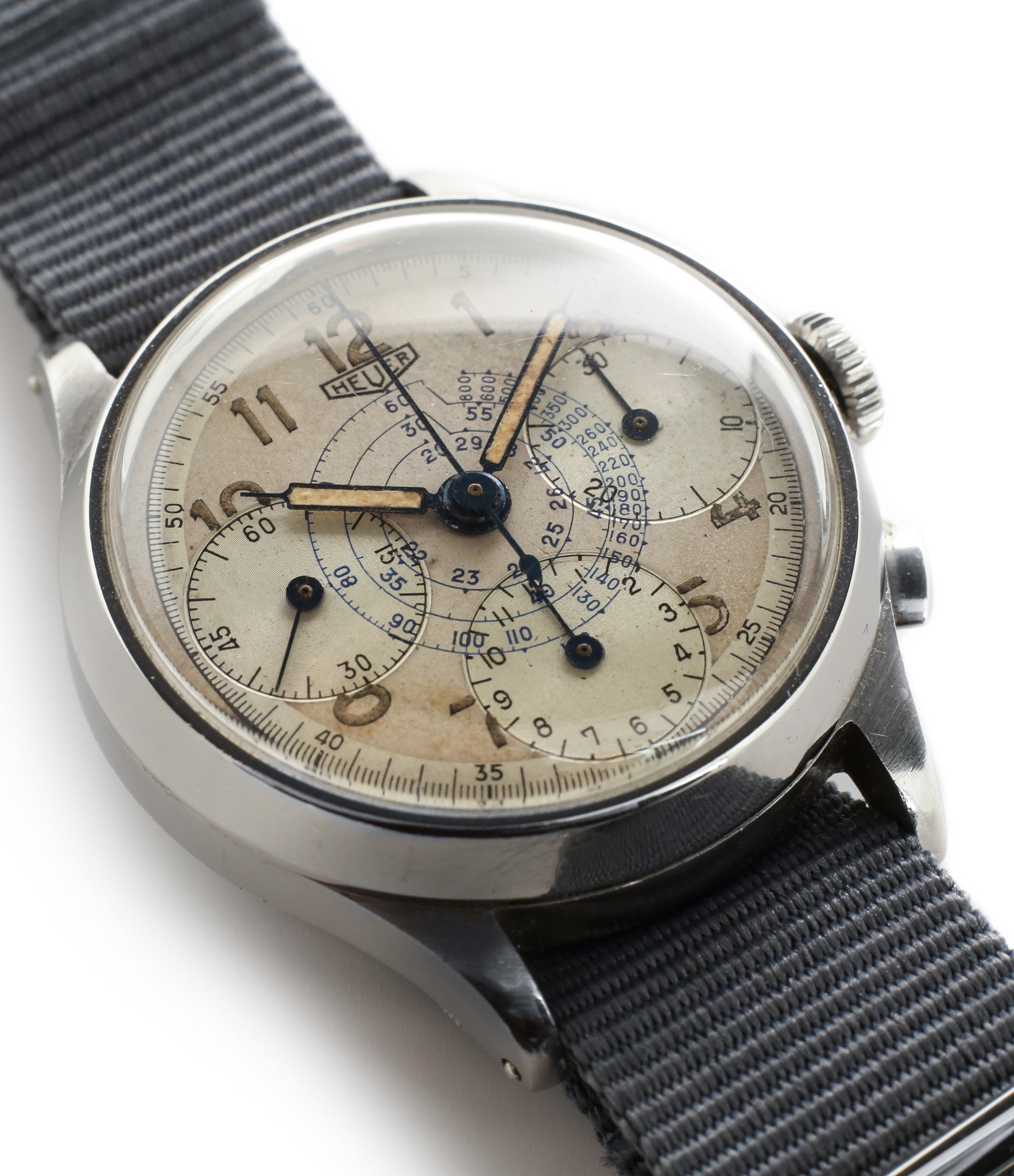 buy rare vintage Heuer Chronograph steel watch online at A Collected Man London