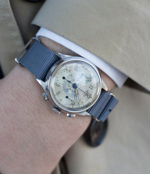 on the wrist vintage Heuer Chronograph steel watch online at A Collected Man London