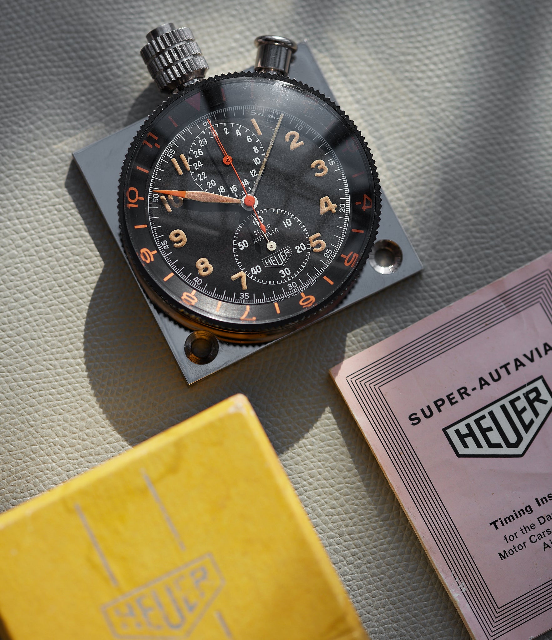 Rare vintage Heuer Super Autavia Dashboard Timer available to buy at A Collected Man