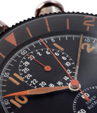 Close up of black dial on rare vintage Heuer Super Autavia Dashboard Timer with black dial available to buy at A Collected Man