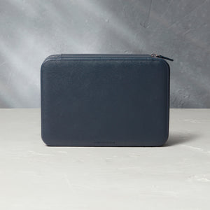 Hong Kong, eight-watch box with compartment, midnight blue, saffiano leather | Buy at ACM London