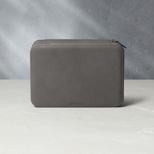 Hong Kong, eight-watch box with compartment, lava grey, saffiano leather | Buy at A Collected Man London
