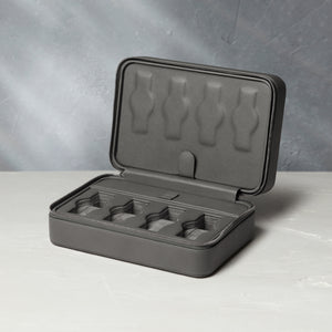 Hong Kong, eight-watch box with compartment, lava grey, saffiano leather | Buy at A Collected Man London