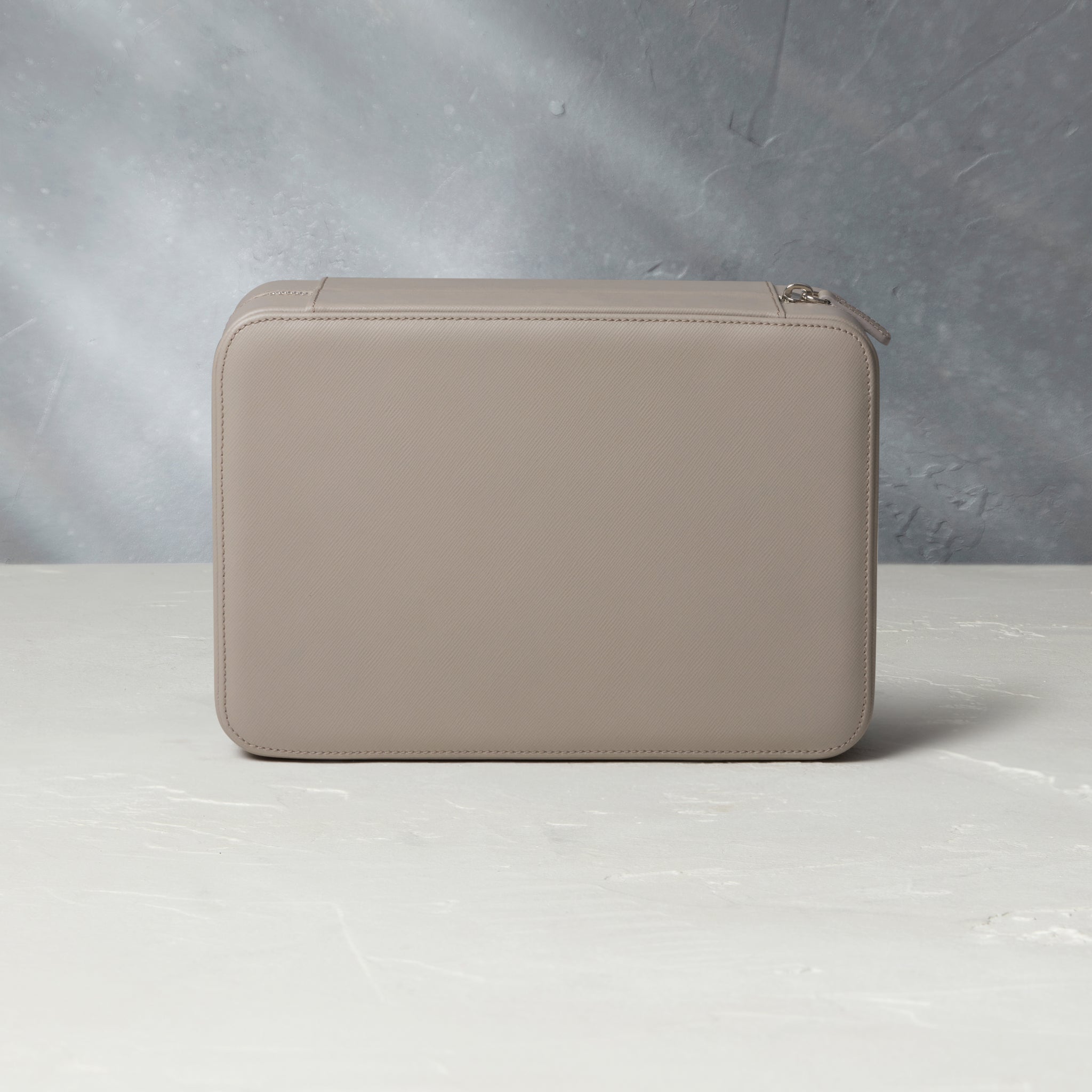 Hong Kong, eight-watch box with compartment, light taupe, saffiano leather | Buy A Collected Man London