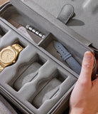 Hong Kong, eight-watch box with compartment, lava grey, saffiano leather | Buy at A Collected Man London
