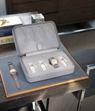 Hong Kong, eight-watch box with compartment, light taupe, saffiano leather | Buy A Collected Man London