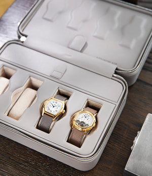 Hong Kong, eight-watch box with compartment, light taupe, saffiano leather | Buy A Collected Man London