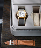 Hong Kong, eight-watch box with compartment, light taupe, saffiano leather | Buy A Collected Man London