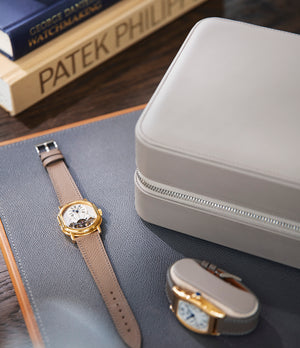 Hong Kong, eight-watch box with compartment, light taupe, saffiano leather | Buy A Collected Man London
