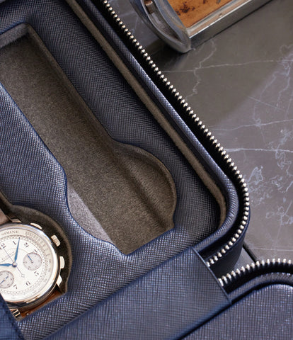 Eight watch box with compartment midnight blue saffiano Buy at