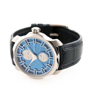 Sarpaneva Korona K3 Northern Stars  steel automatic pre-owned watch with Moon and Little Bear constellation on a blue dial with moon and stars on black strap
