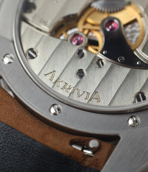 handmade movement buy AkriviA Tourbillon Chronographe Monopoussoir steel watch black dial at A Collected Man approved seller of independent manufacturers