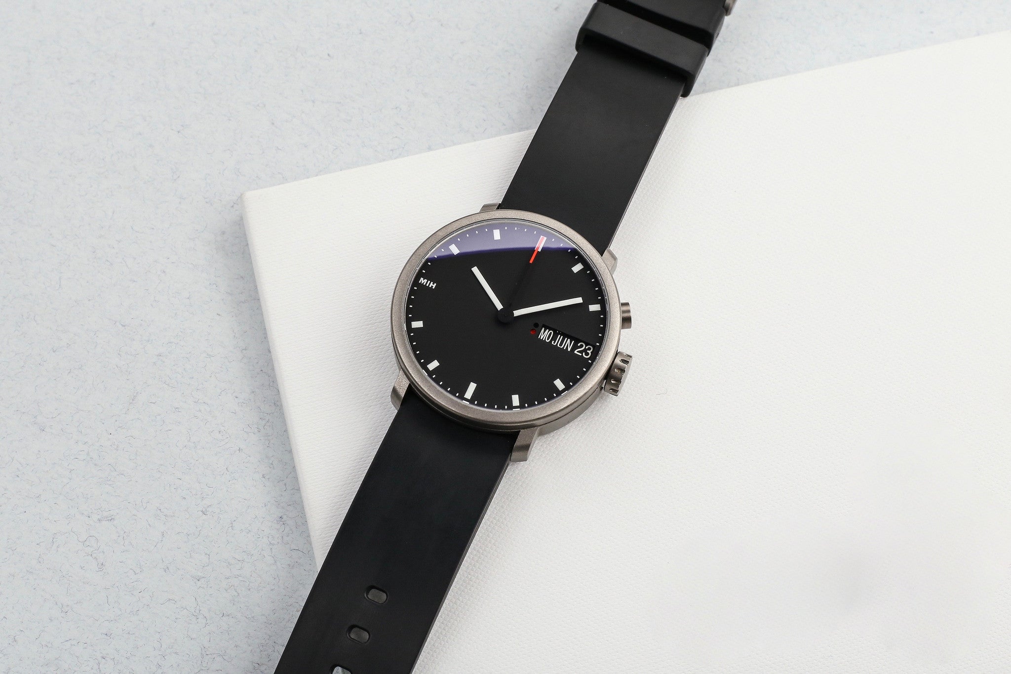buy rare MIH titanium watch with black dial annual calendar for sale online at WATCH XCHANGE LONDON
