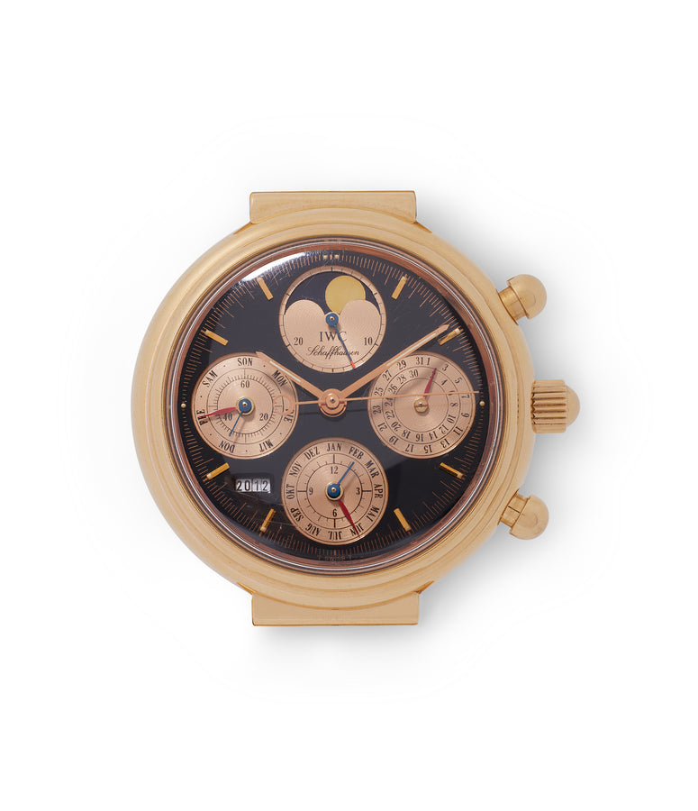 side-shot IWC Da Vinci Perpetual Calendar Chronograph, buy rare vintage watches at A Collected Man London