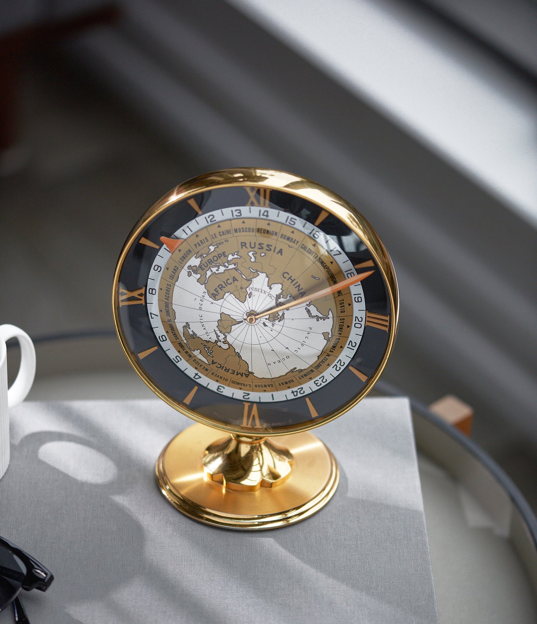 Rare vintage IMHOF World Time Clock with heure universelle complication for sale at A Collected Man London