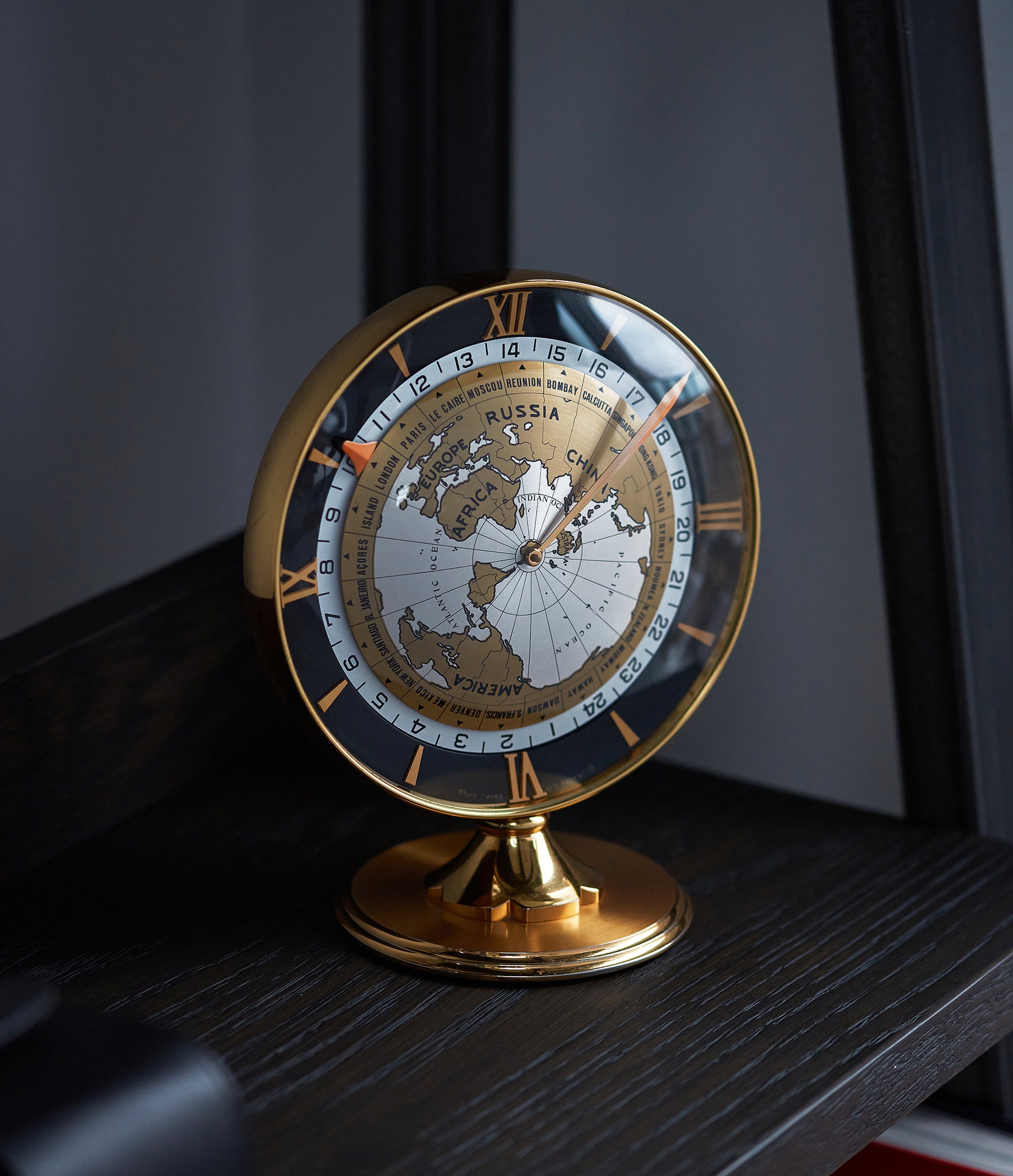 Rare vintage IMHOF World Time Clock with heure universelle complication for sale at A Collected Man London