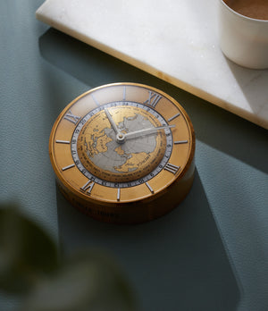 selling Imhof Worldtime desktop clock in brass rare collectable objet d'art for your home at A Collected Man London