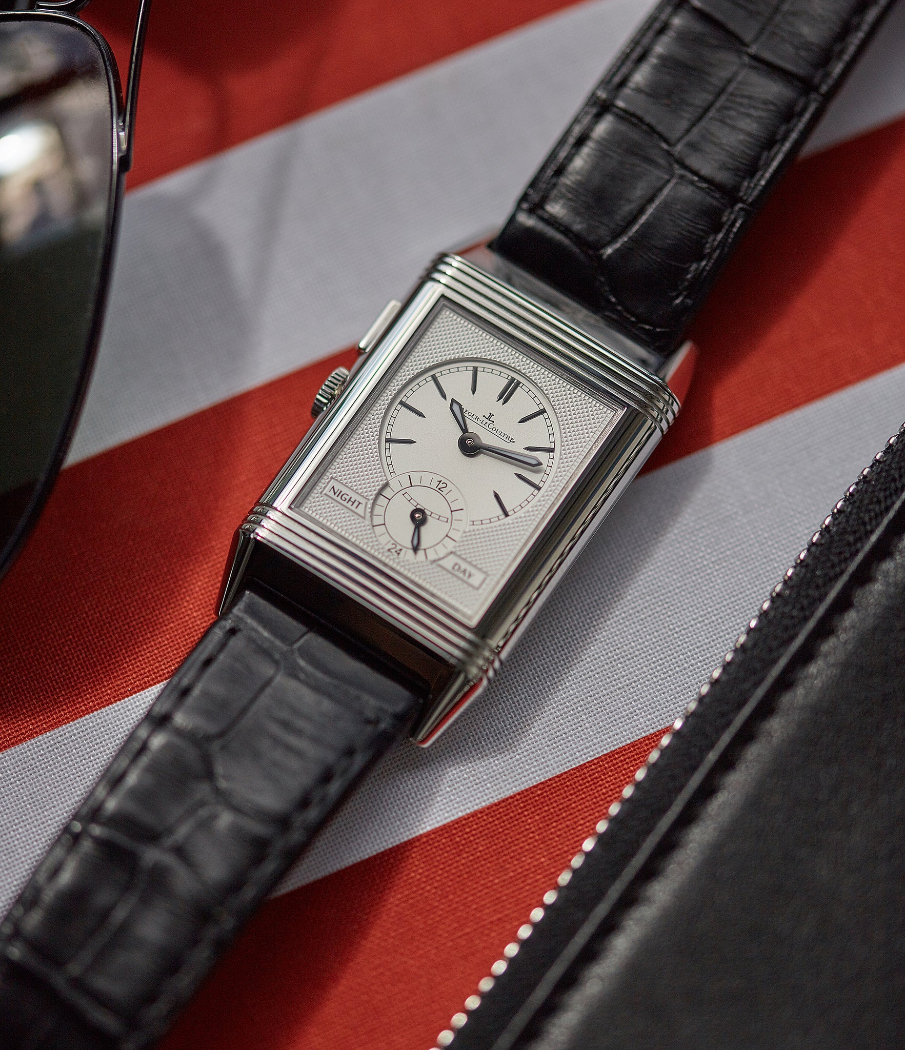 gent's dress watch Jaeger-LeCoultre Grand Reverso Duoface Blue Ultra-Thin Boutique Edition 278.8.54 steel preowned traveller