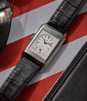 gent's dress watch Jaeger-LeCoultre Grand Reverso Duoface Blue Ultra-Thin Boutique Edition 278.8.54 steel preowned traveller