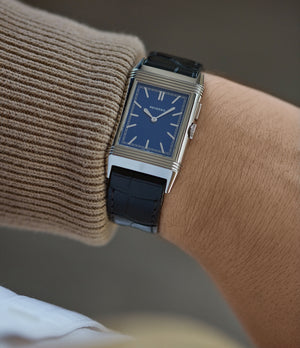 gent's dress watch Jaeger-LeCoultre Grand Reverso Duoface Blue Ultra-Thin Boutique Edition 278.8.54 steel preowned traveller